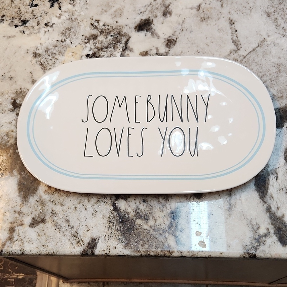 Rae Dunn SOME BUNNY LOVES YOU platter plate Easter Decor serving platter